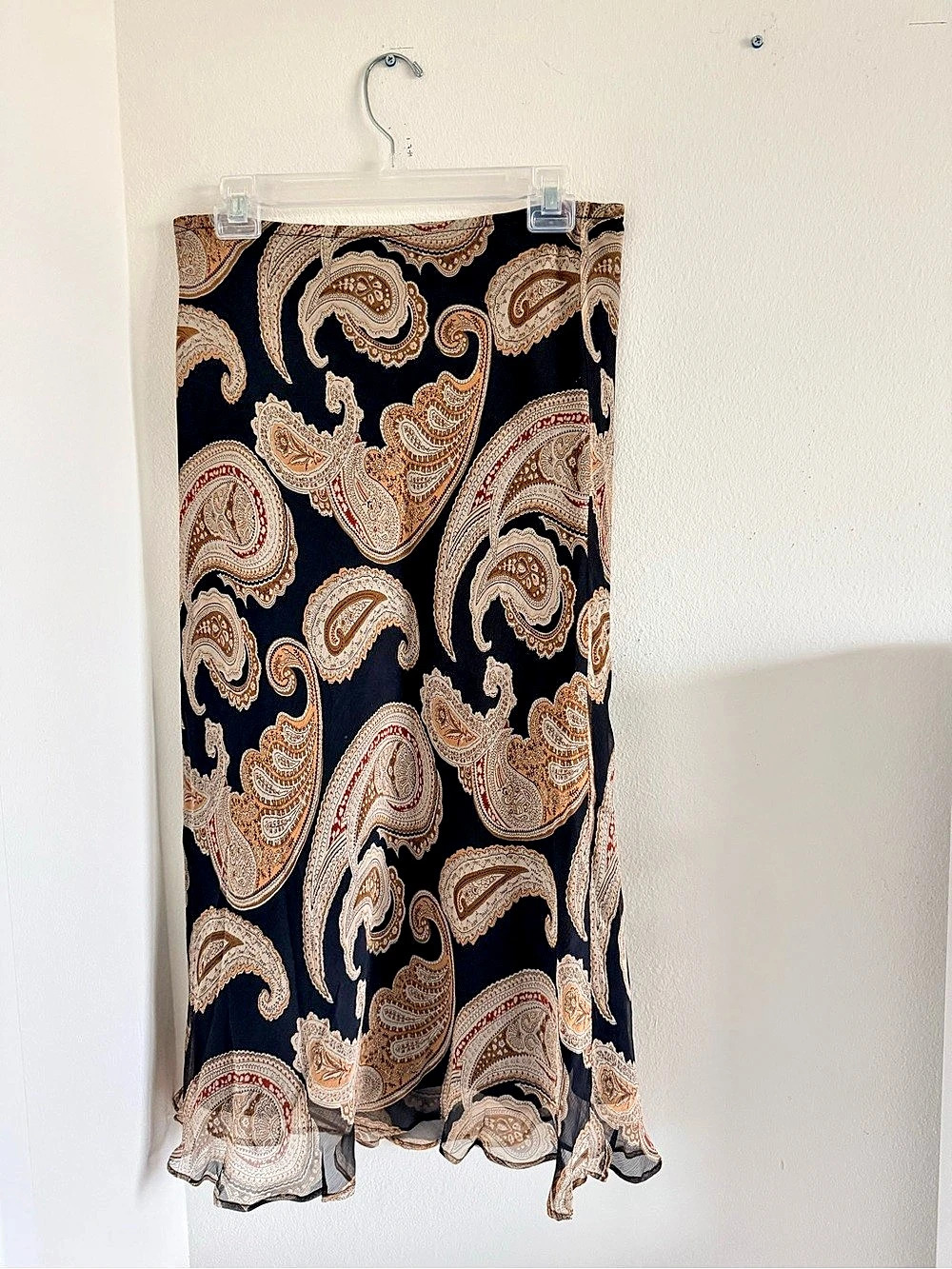 Sunny Leigh Paisley Midi Skirt in Black & Brown Size Small Like New